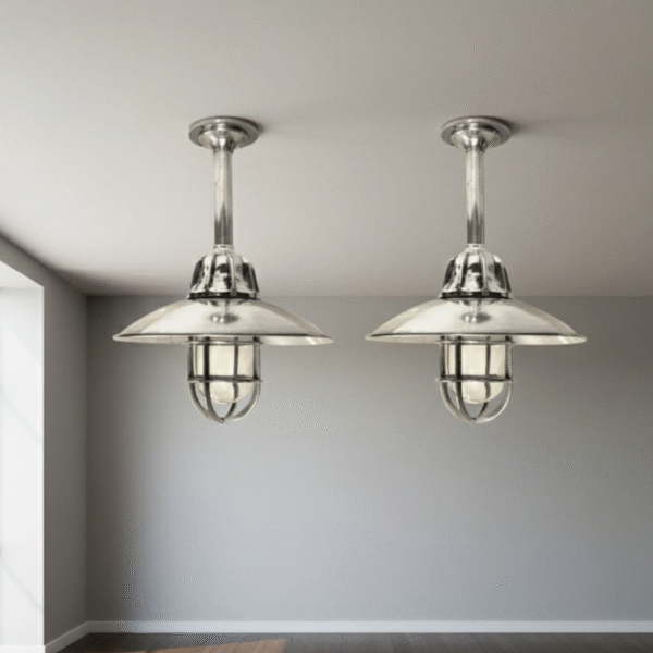 Nautical Solid Mount Bulkhead Ship Light Fixture Aluminum With Shade 2 pieces