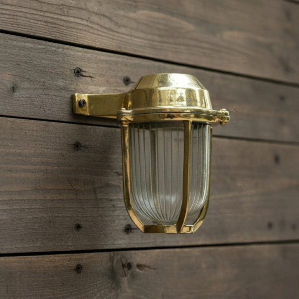 Wall Mount Bulkhead Sconce Light Fixture Nautical Vintage Style Brass