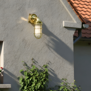 Nautical Ship Marine Brass Passageway Wall Light With White Glass & Junction Box