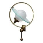 Vintage Art Deco Brass Wall Sconces Saturn Light Frosted Star Glass Shade Lamp