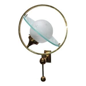 Vintage Art Deco Brass Wall Sconces Saturn Light Frosted Star Glass Shade Lamp
