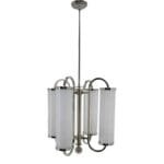 Vintage Art Deco Nickel Brass Hanging Light Milk Tubular Chandelier Glass Shade