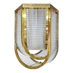 Vintage Art Deco Skyscraper Rod Ship Chandelier Fixture in Brass & Glass