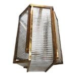 Vintage Art Deco Skyscraper Rod Ship Chandelier Fixture in Brass & Glass