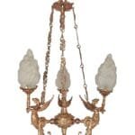 Vintage Art Deco Nouveau Mermaid Chandelier in Brass & Glass