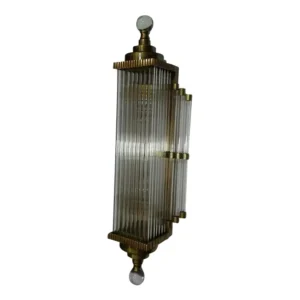 Vintage Art Deco Skyscraper Rod Ship Wall Sconce in Brass & Glass