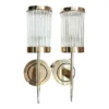 Vintage Art Deco Rod Ship Wall Sconces Fixture in Brass & Glass – a Pair
