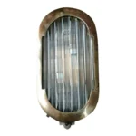 Vintage Art Deco Rod Ship Sconces Fixture in Brass & Glass