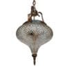 Vintage Art Nouveau Ceiling Fixture in Brass & Crystal Cut Glass