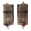 Vintage Art Deco Skyscraper Rod Ship Wall Sconces Fixture in Brass & Glass – a Pair