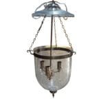 Vintage Art Nouveau Bronze Jar Glass Hanging Fixture Lantern Light