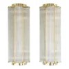 Pair Vintage Skyscraper Art Deco Wall Sconces Fixture Brass & Glass Rod Ship Light