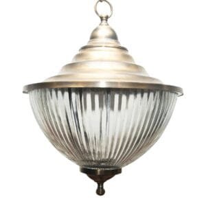 Vintage Art Deco Brass & Glass Ship Ceiling Fixture Pendant Hanging Light Lamp