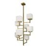 Vintage Art Deco Brass Chandelier 8 Light Cubic Shape Milk Glass Shades