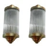Skyscraper Vintage Art Deco Wall Sconces in Brass & Glass – a Pair