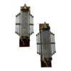 Pair Skyscraper Vintage Art Deco Wall Sconces Fixture Brass & Glass Rod Ship Light