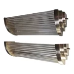 Pair Vintage Skyscraper Art Deco Wall Sconces Fixtures in Nickel Brass & Glass Rod Ship Light