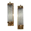 Skyscraper Vintage Art Deco Wall Sconces Fixture Brass & Ribbed Glass Rod Ship Light – a Pair