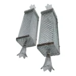 Pair Vintage Art Deco Skyscraper Wall Sconces Fixture in Nickel Brass & Diamond Cut Glass