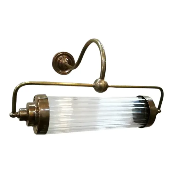 Vintage Art Deco Skyscraper Wall Sconce in Brass & Glass
