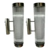 Vintage Art Deco Wall Sconces in Nickel Brass & Glass – a Pair