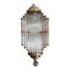 Vintage Art Deco Skyscraper Rod Ship Light Hanging Chandelier in Brass & Glass