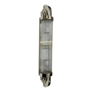 Vintage Art Deco Skyscraper Rod Ship Light Wall Sconces Fixture in Nickel Brass & Glass