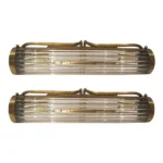 Pair Skyscraper Vintage Art Deco Light Old Lamp Wall Sconces Fixture Brass & Glass Rod Ship Light