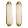 Pair Skyscraper Vintage Art Deco Wall Sconces Fixture Brass Lamp; Frosted Glass Rod Ship Light
