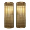 Pair of Vintage Art Deco Wall Sconces, Brass & Glass Rod Ship Light