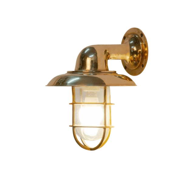 Vintage Brass Wall Sconce Light Fixture with Glass Shade Antique Style Lamp