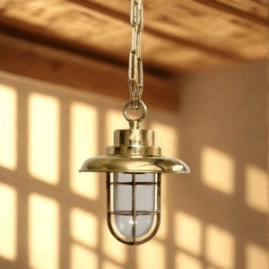 Vintage Brass Hanging Load Lamp – Design Wall or Exterior Ceiling Light