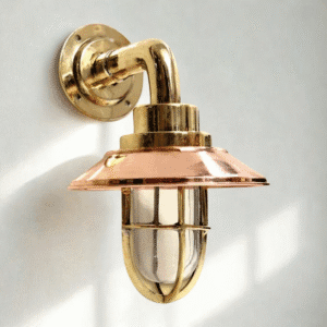Nautical Bulkhead Light Marine Solid Brass Wall Light With Copper Shade