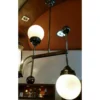 Art Deco Bauhaus Brass Hanging Light with Milk Glass Shades