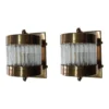 Art Deco Brass & Clear Glass Rod Wall Sconces – Set of 2