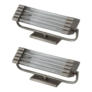 Art Deco Nickel Brass & Glass Rod Wall Sconces – Set of 2