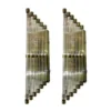 Pair Skyscraper Art Deco Lamp Wall Sconces Fixtures in Brass & Glass Rod Ship Light