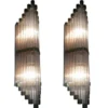 Pair Skyscraper Art Deco Lamp Wall Sconces Fixtures in Brass & Glass Rod Ship Light