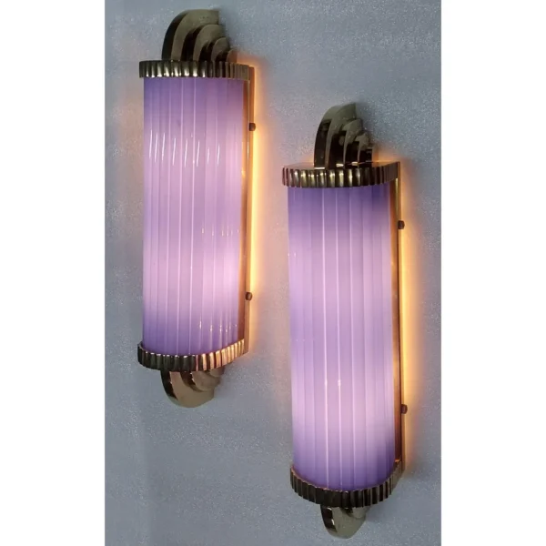Pair Skyscraper Vintage Art Deco Light Wall Sconces