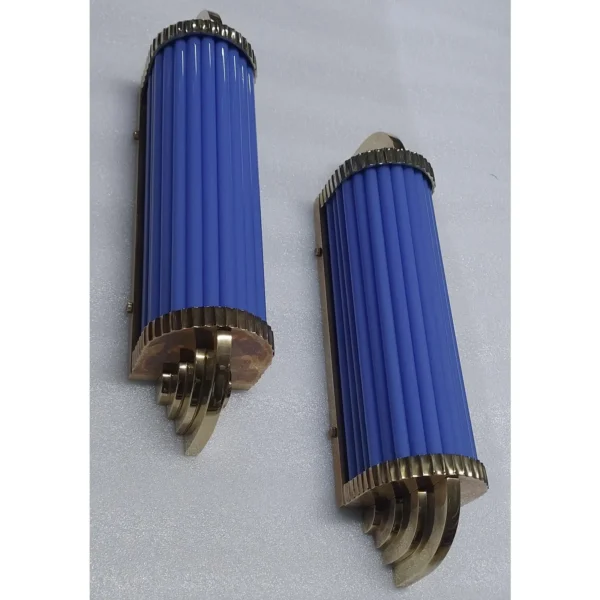 Pair Skyscraper Vintage Art Deco Light Wall Sconces
