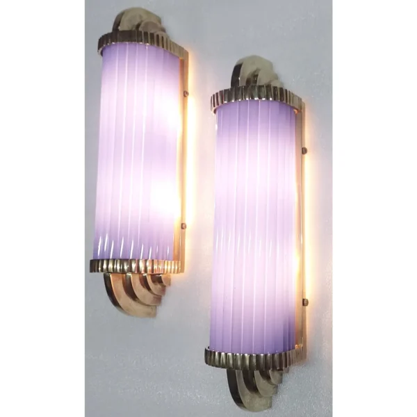 Pair Skyscraper Vintage Art Deco Light Wall Sconces