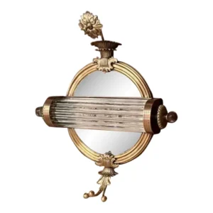 Vintage Art Deco Brass & Mirror Glass Rod Wall Sconces Fixture