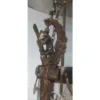 Vintage Art Deco Nouveau Hobnail Cut Glass Brass Lion Mermaid Ceiling Hanging Pendant Lantern