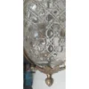 Vintage Art Deco Nouveau Hobnail Cut Glass Brass Lion Mermaid Ceiling Hanging Pendant Lantern