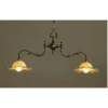 Vintage Art Nouveau Ceiling Hanging Fixture in Brass & Milk Glass Shade