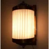 Vintage Art Deco Rod Ship Wall Sconces Fixture in Brass & Milk Glass