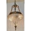 Vintage Art Nouveau Ceiling Fixture in Brass & Crystal Cut Glass