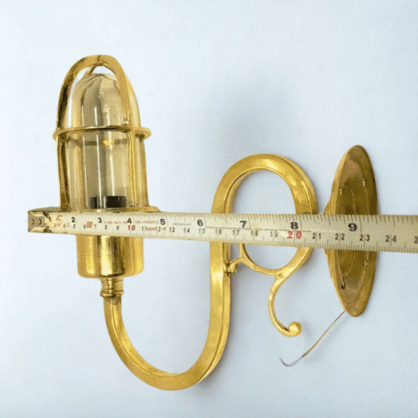 Nautical Maritime Brass Angled Wall Passageway Light Fixture With Shade