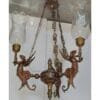 Vintage Victorian Cut Glass Art Deco Nouveau Mermaid Hanging Chandelier in Brass & Cut Glass