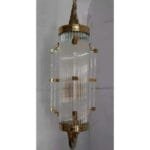 Vintage Art Deco Skyscraper Rod Ship Chandelier in Brass & Glass